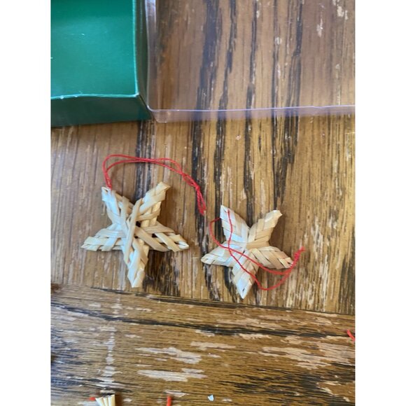 Vintage Straw Christmas Ornament Set With Angels & Stars - Picture 4 of 5